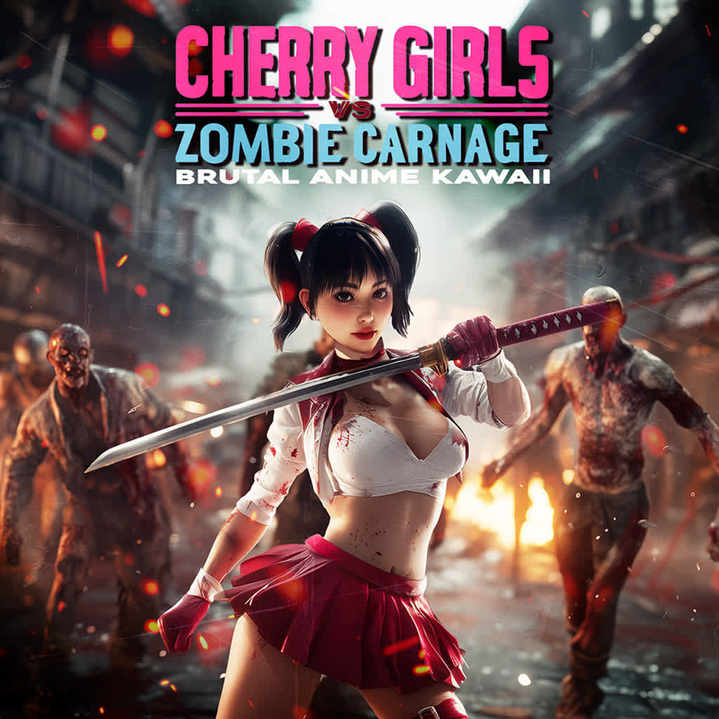 Okładka gry Cherry Girls vs Zombie Carnage: Brutal Anime Kawaii na Nintendo Switch