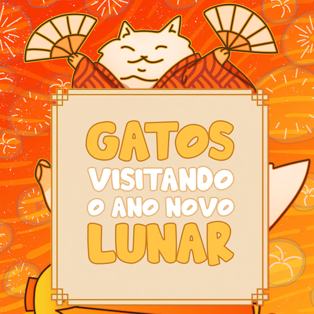 Gatos visitando o Ano Novo Lunar