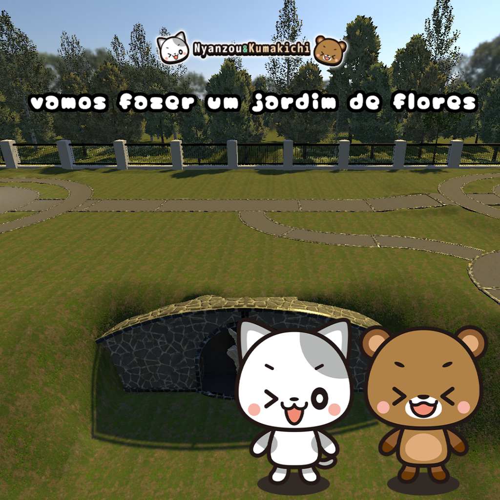 Nyanzou & Kumakichi vamos fazer um jardim de flores