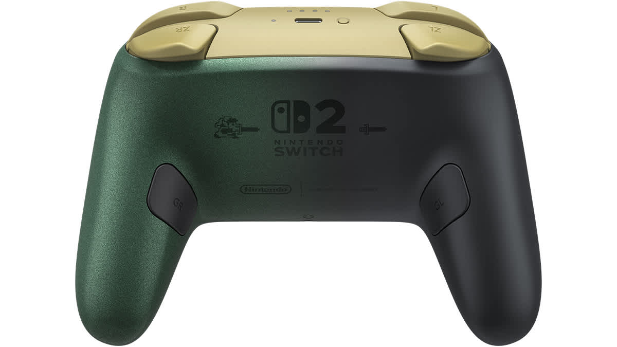 Stražnja strana Zelda Pro Controllera s tipkama GL i GR