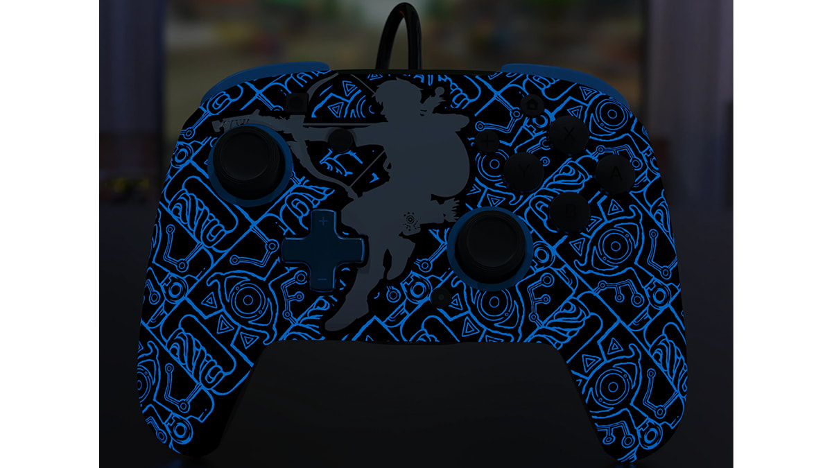 Pdp rematch glow sheikah shoot kontroler za nintendo switch v temi z osvetljenim glow dizajnom