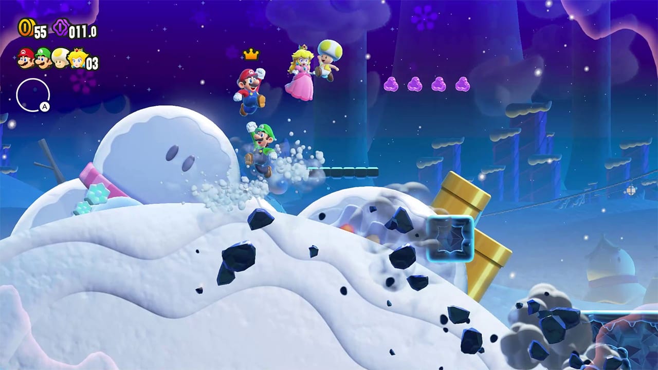 Super Mario Bros. Wonder snowy multiplayer screenshot