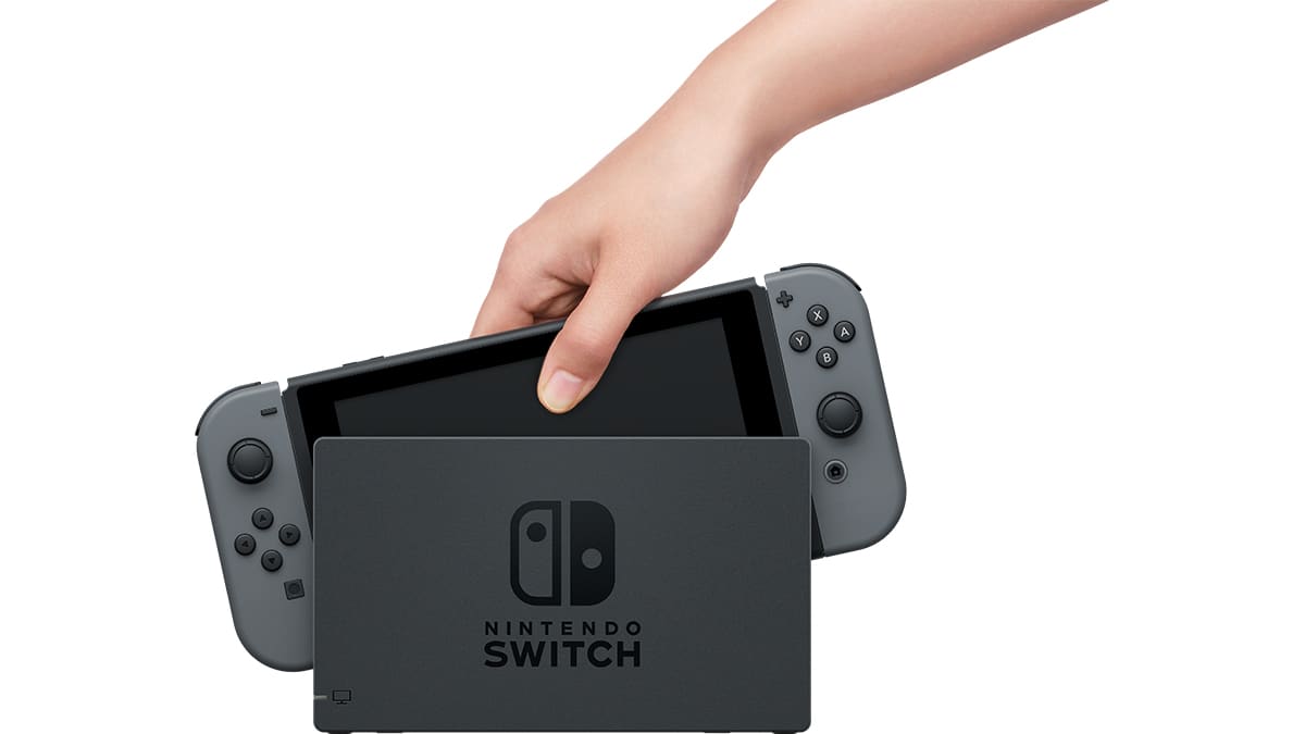 Nintendo switch v2 black vstavljanje konzole v dock