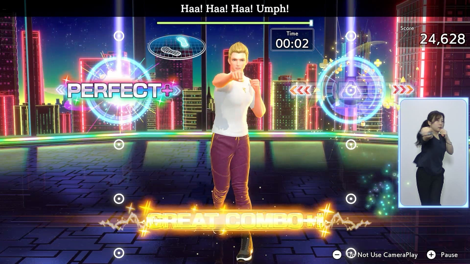 Fitness Boxing 3 Switch 2 CameraPlay screen during a workout