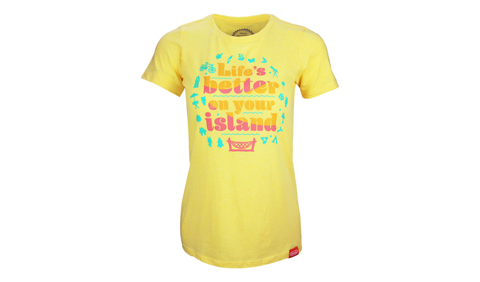 Animal Crossing Island Slogan T Shirt Yellow Nintendo