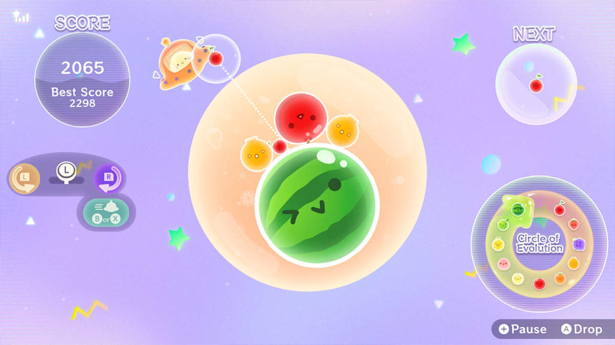 Suika Game Planet gameplay on Switch