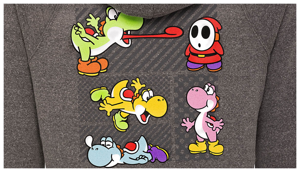 Yoshi Poses Hoodie Gray Nintendo Official Site