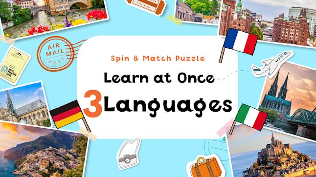 Spin & Match Puzzle Learn at Once 3 Languages
