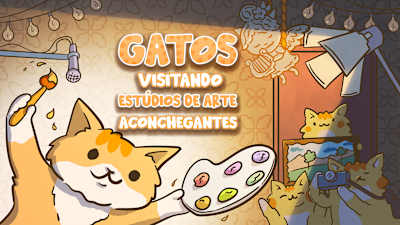 Gatos visitando estúdios de Arte aconchegantes