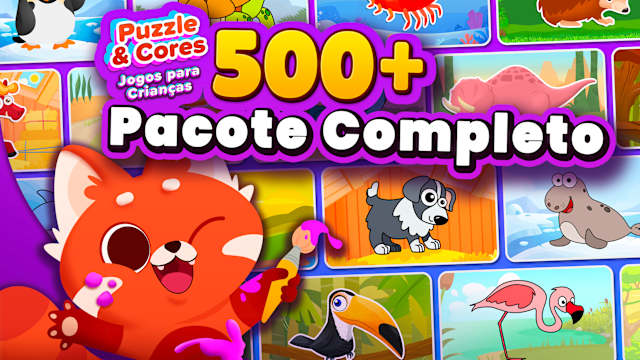 Capa de Puzzle & Cores Jogos para Crianças 500+ Pacote Completo
