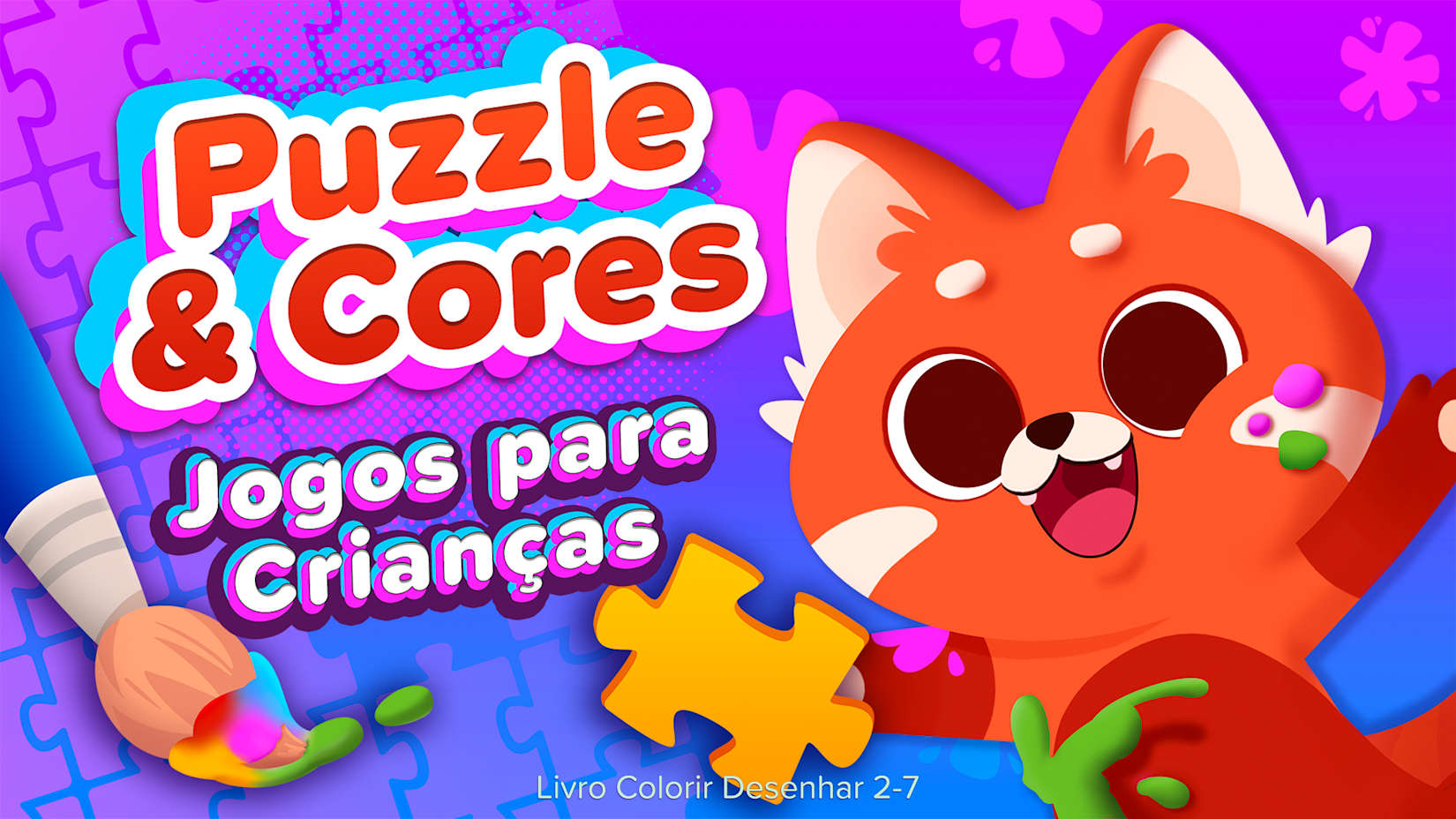 Capa de Puzzle & Cores Jogos para Crianças Livro Colorir Desenhar 2-7