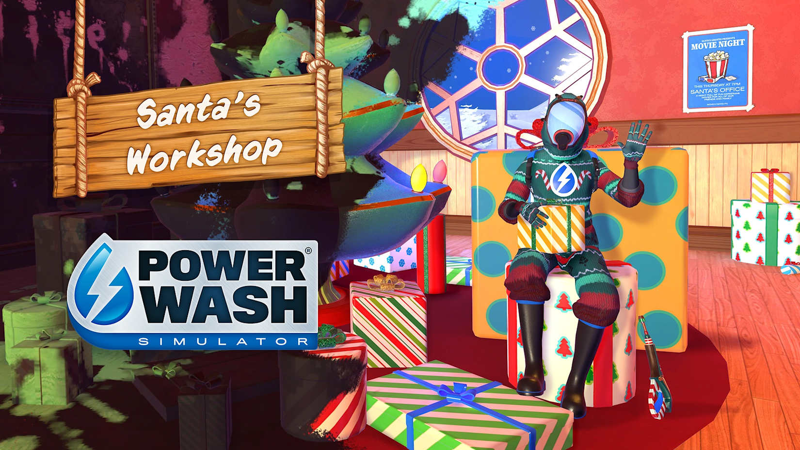 Capa de PowerWash Simulator - Oficina do Papai Noel - Inverno de 2023