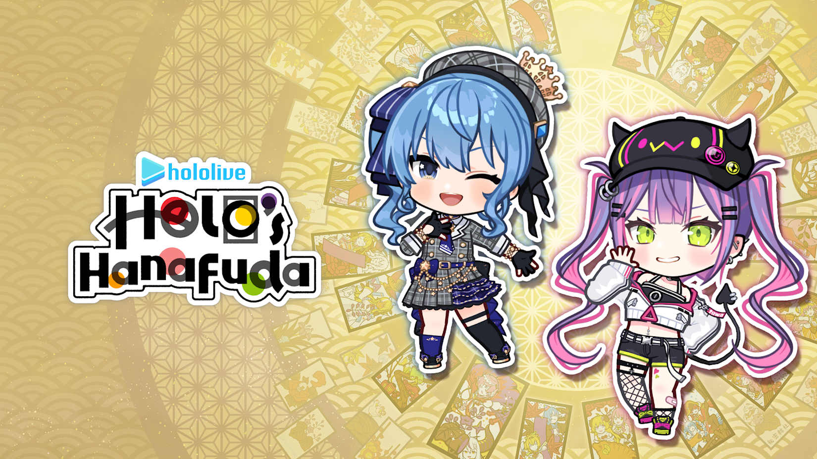 Capa de DLC Holo's Hanafuda: conjunto de Hoshimachi Suisei e Tokoyami Towa