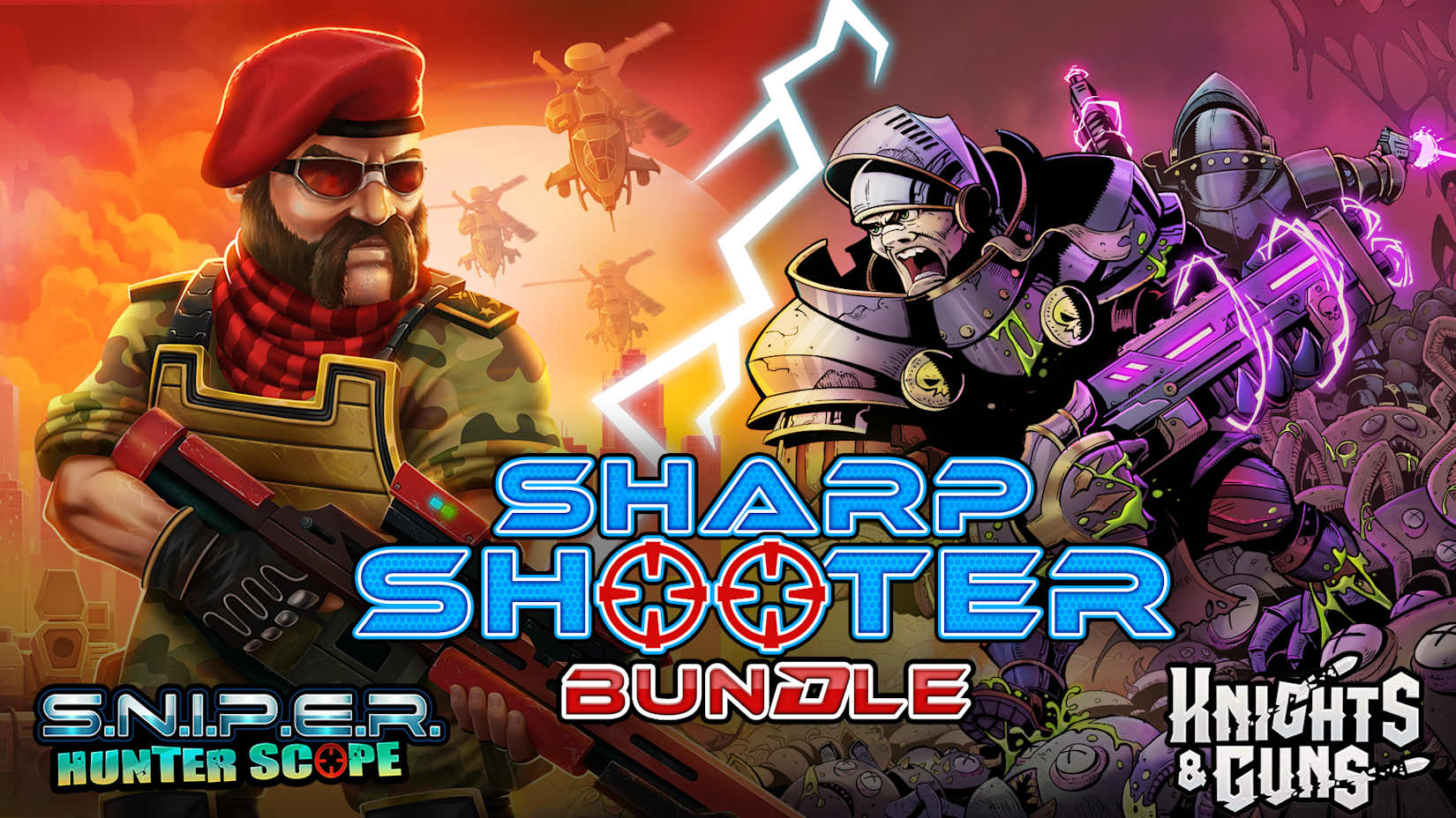 Capa de Sharp Shooter Bundle: S.N.I.P.E.R Hunter Scope + Knights & Guns