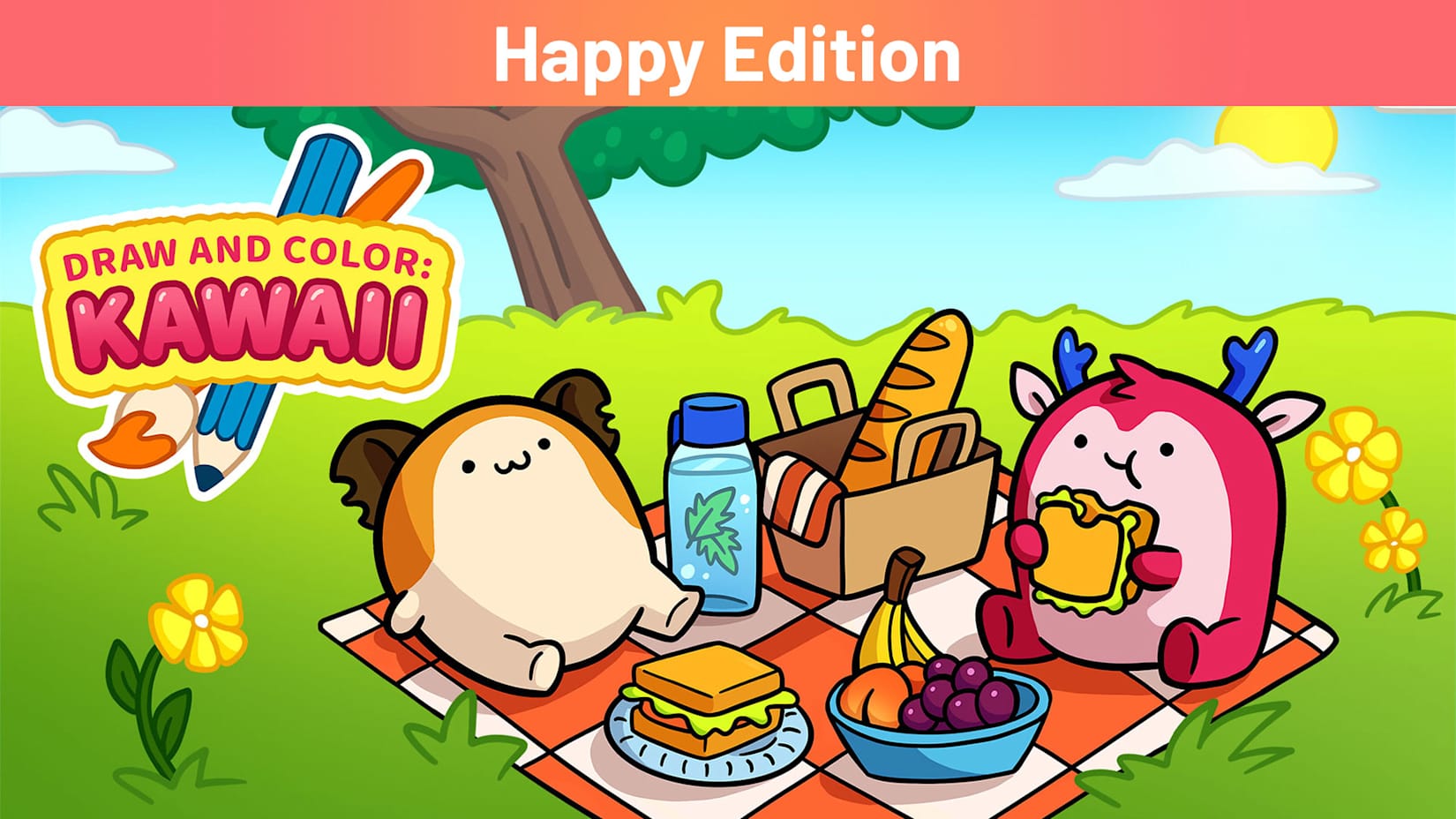 DRAW AND COLOR: KAWAII Happy Edition 封面