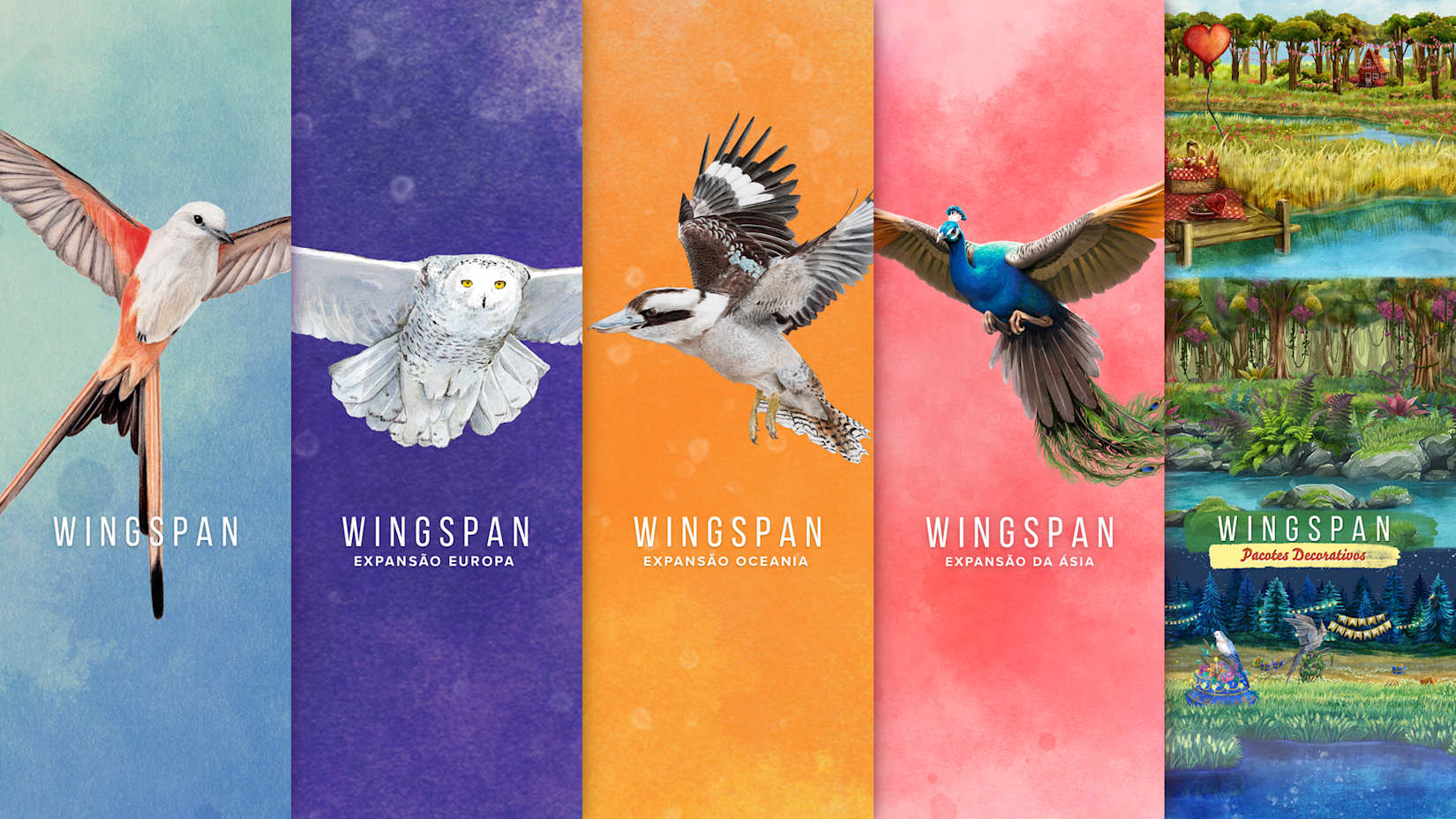 Capa de Wingspan + Europa + Oceania + Ásia + Pacotes Decorativos