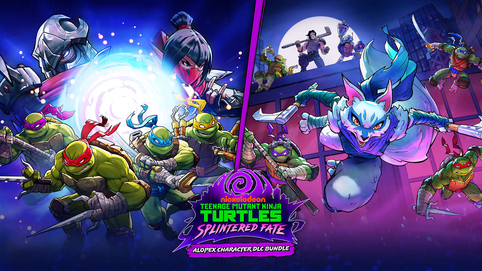 Capa de Teenage Mutant Ninja Turtles: Splintered Fate Pacote DLC com todos os personagens