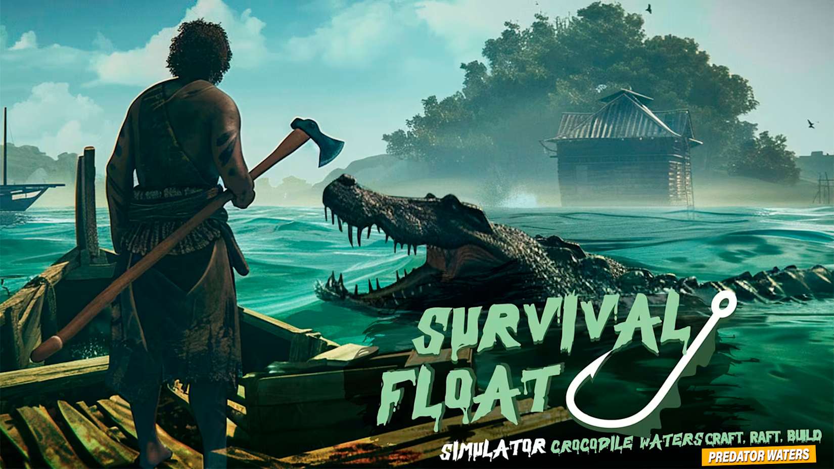 Capa de Survival Float Simulator - Crocodile Waters Craft, Raft, Build – Predator Waters