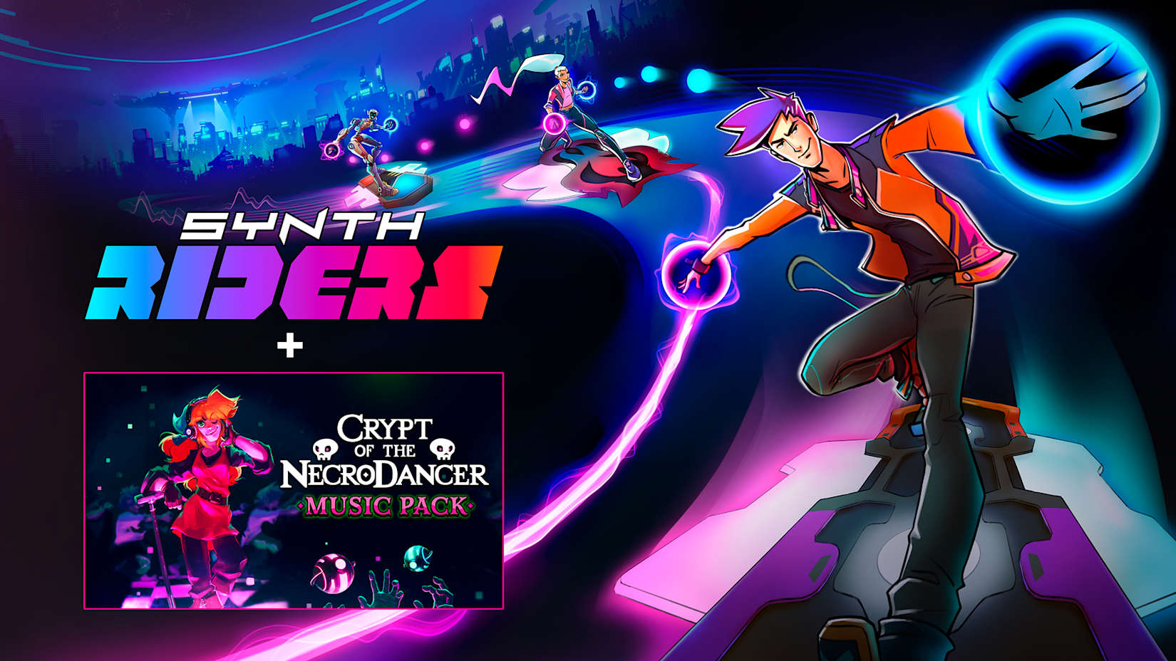 Capa de Synth Riders + Crypt of the NecroDancer Music Pack