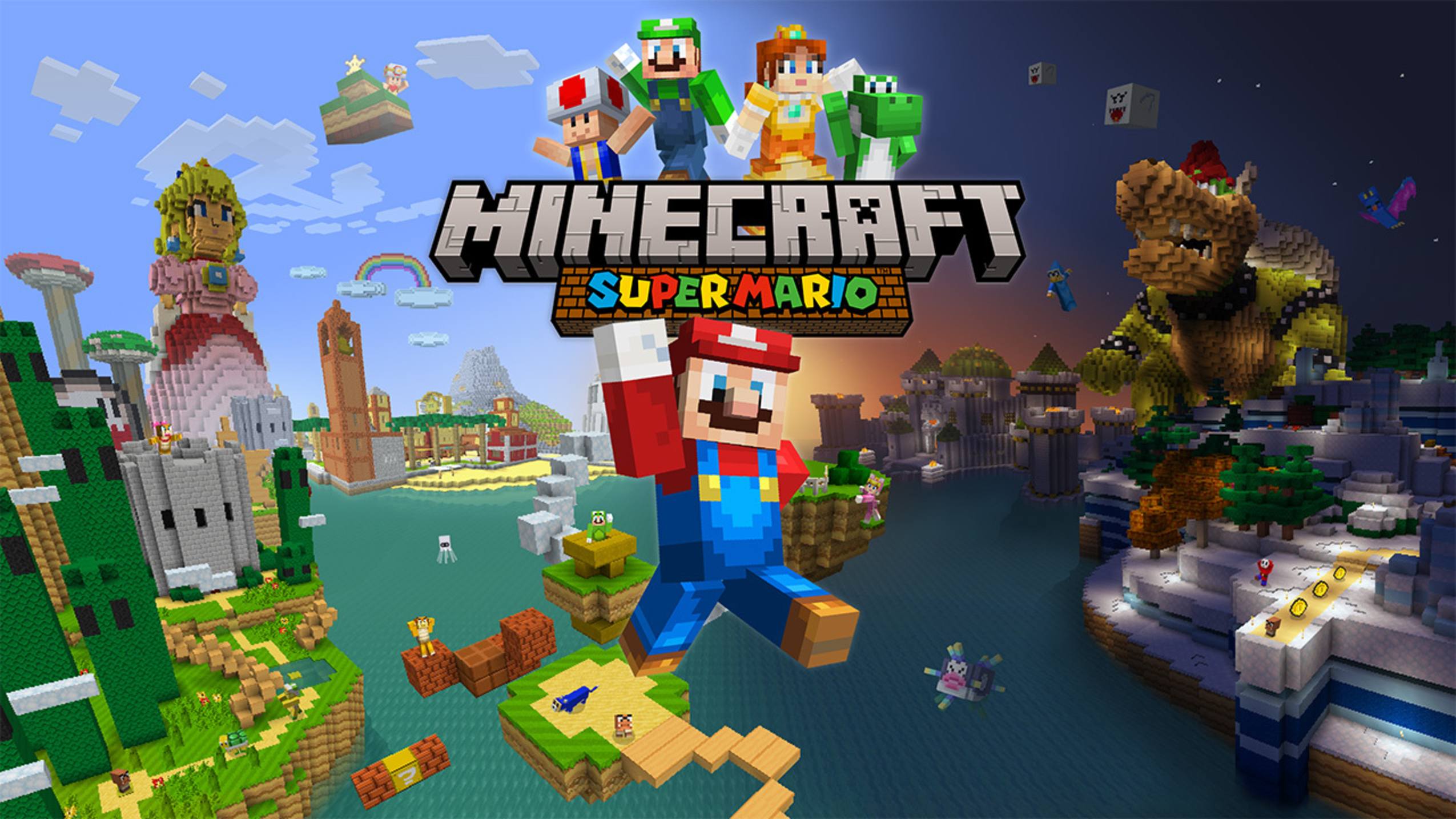 Minecraft on Nintendo Switch has unique collaborations, such as one with Mario. Source: Nintendo