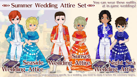 Summer Wedding Attire Set (Seaside, Sunset beach, Night Sea)