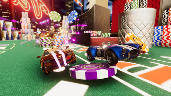 Toy cars in a tube outlet