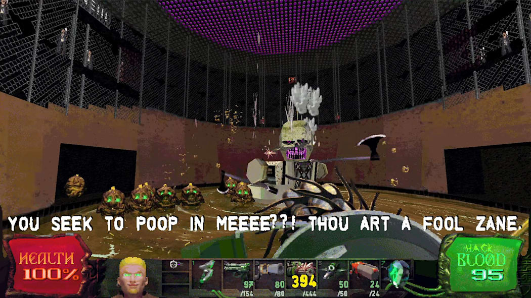 giant toilet spewing poop attacking zane