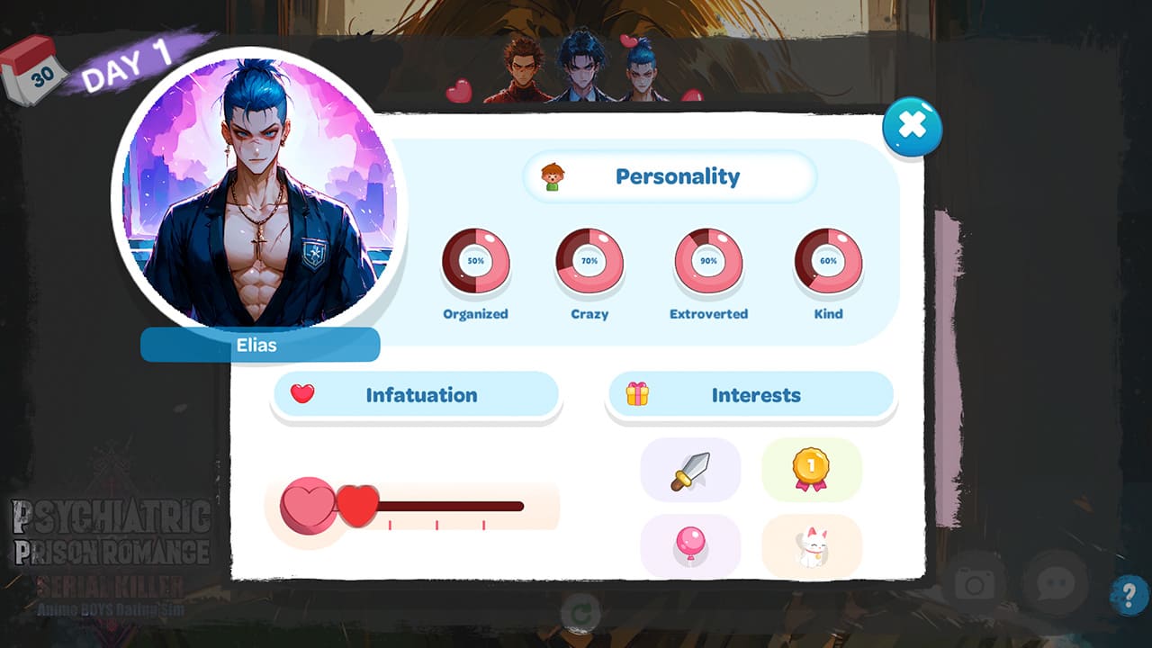 Psychiatric Prison Romance: Serial Killer Anime Boys Dating Sim 5