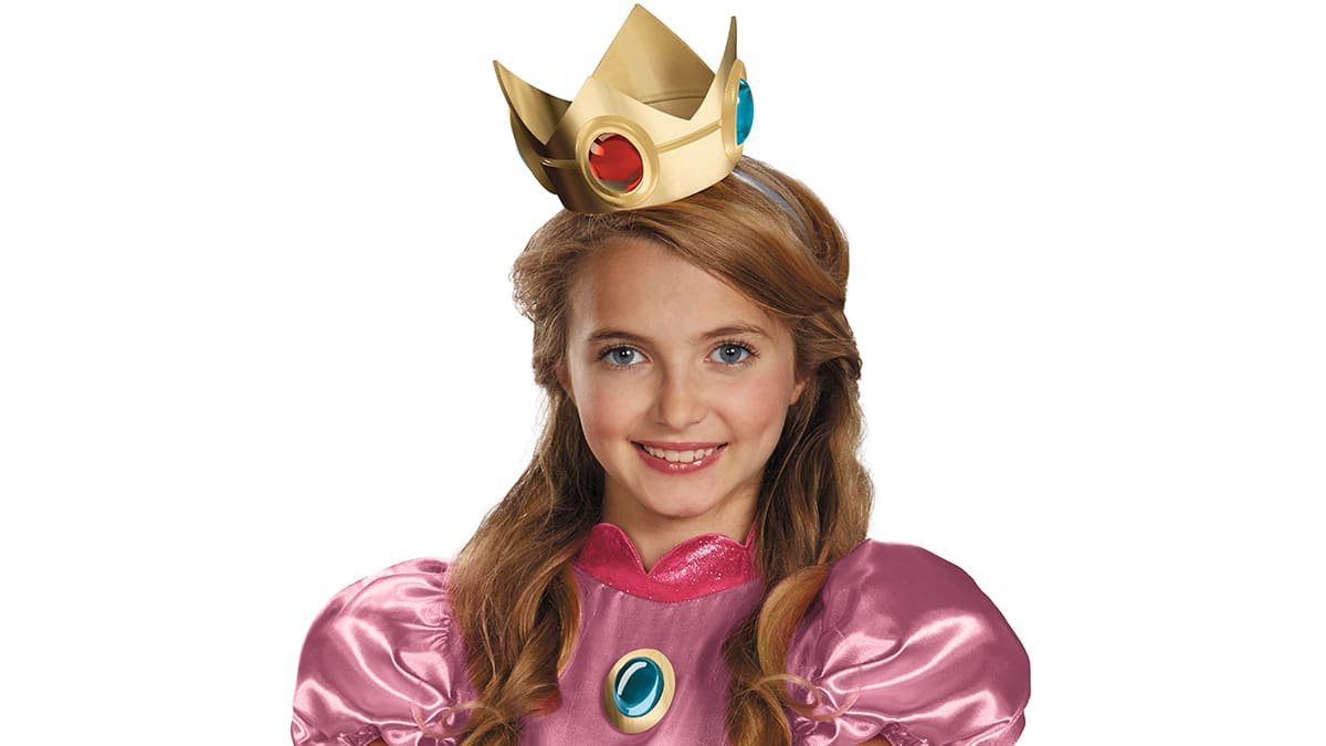 Super Mario™ - Ensemble couronne et amulette costume Princesse Peach™ 2