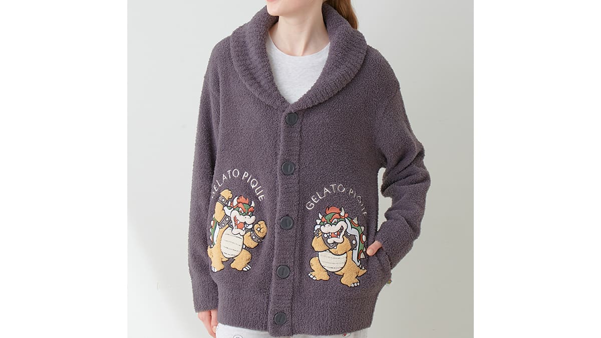 2024【SUPER MARIO™️】【UNISEX】Baby Moco Jacquard Shawl Cardigan - Dark Gray 2