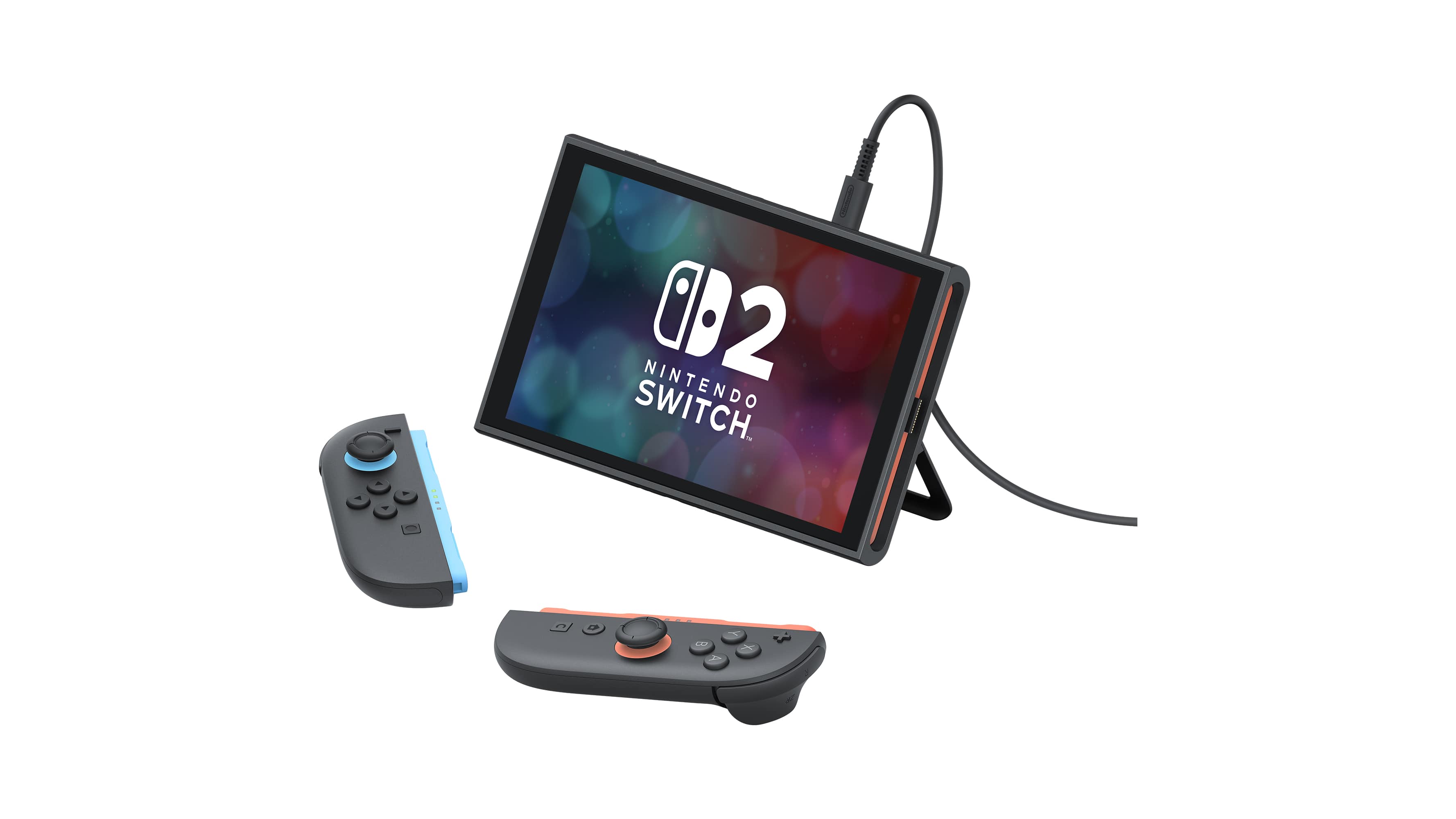 Nintendo Switch 2 in tabletop mode with detached Joy-Con controllers