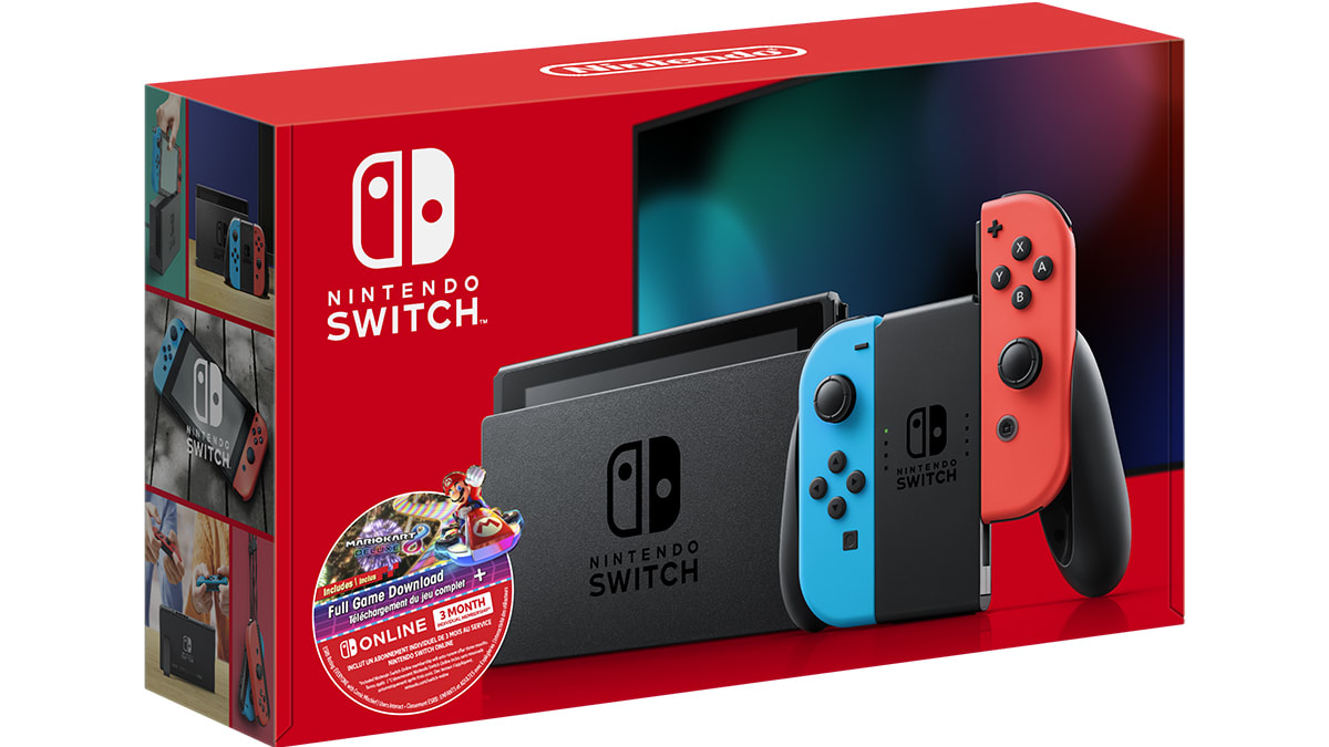 Nintendo Switch Neon Blue/Neon Red Joy-Con + Mario Kart 8 Deluxe (Full Game Download) + 3 Month Nintendo Switch Online Individual Membership 1