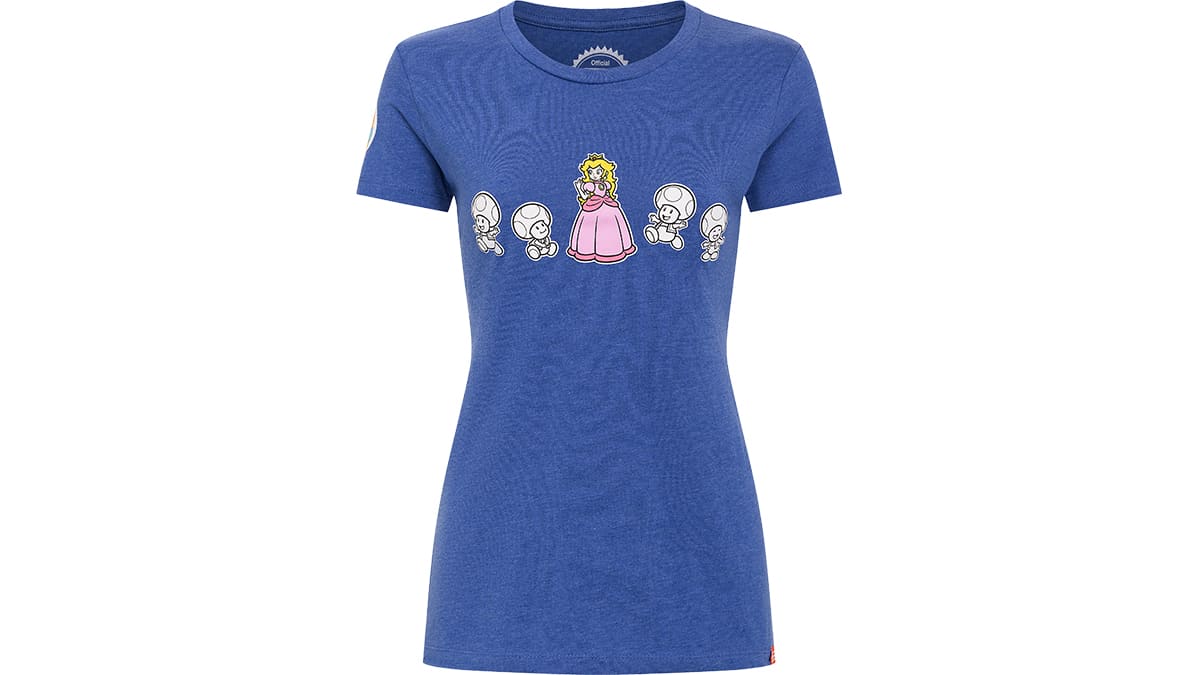 Peach and Toads T-shirt - Royal Blue - L (Women's Cut) 1