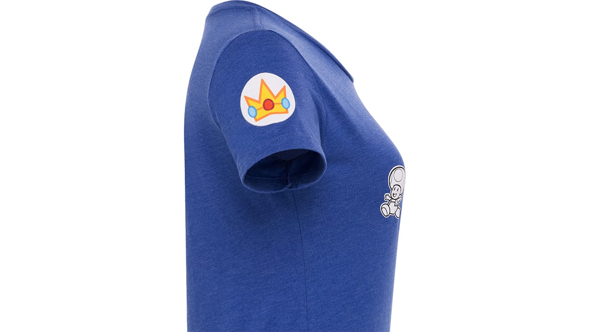 Peach and Toads T-shirt - Royal Blue - L (Women's Cut) 3