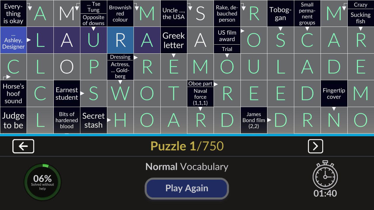 Pure Crosswords the best Crossword Puzzle Word Game ever para
