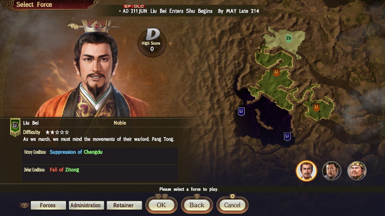 Scenario for War Chronicles Mode - 1st Wave: "Liu Bei Enters Shu" 2