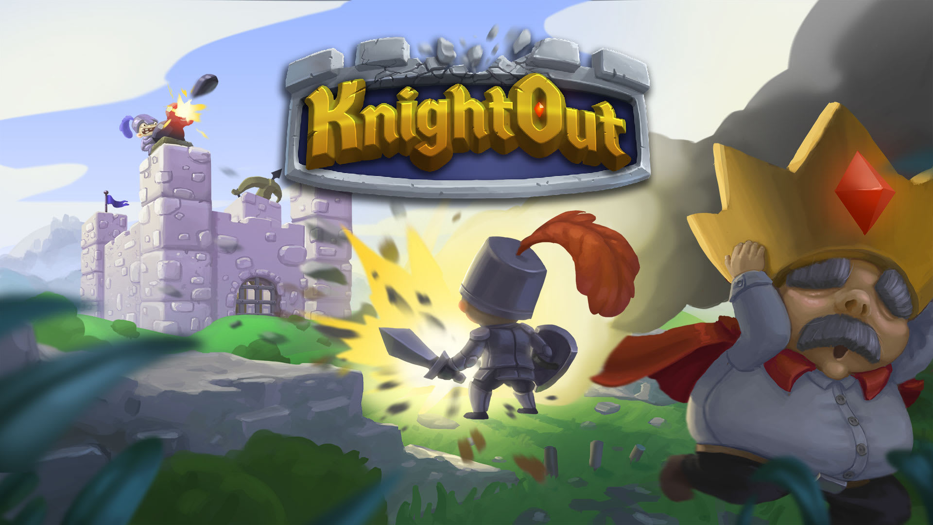 KnightOut is a local party brawler for 1-4 players! Play with or against your friends in a frantic battle. Half the battle is won by building an epic castle with deadly weapons and traps. 1