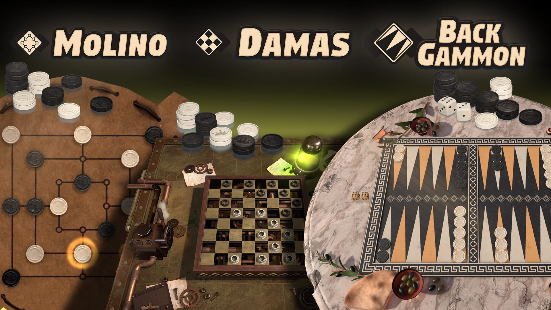 Colección de juegos 3en1: Backgammon + Damas + Molino 1