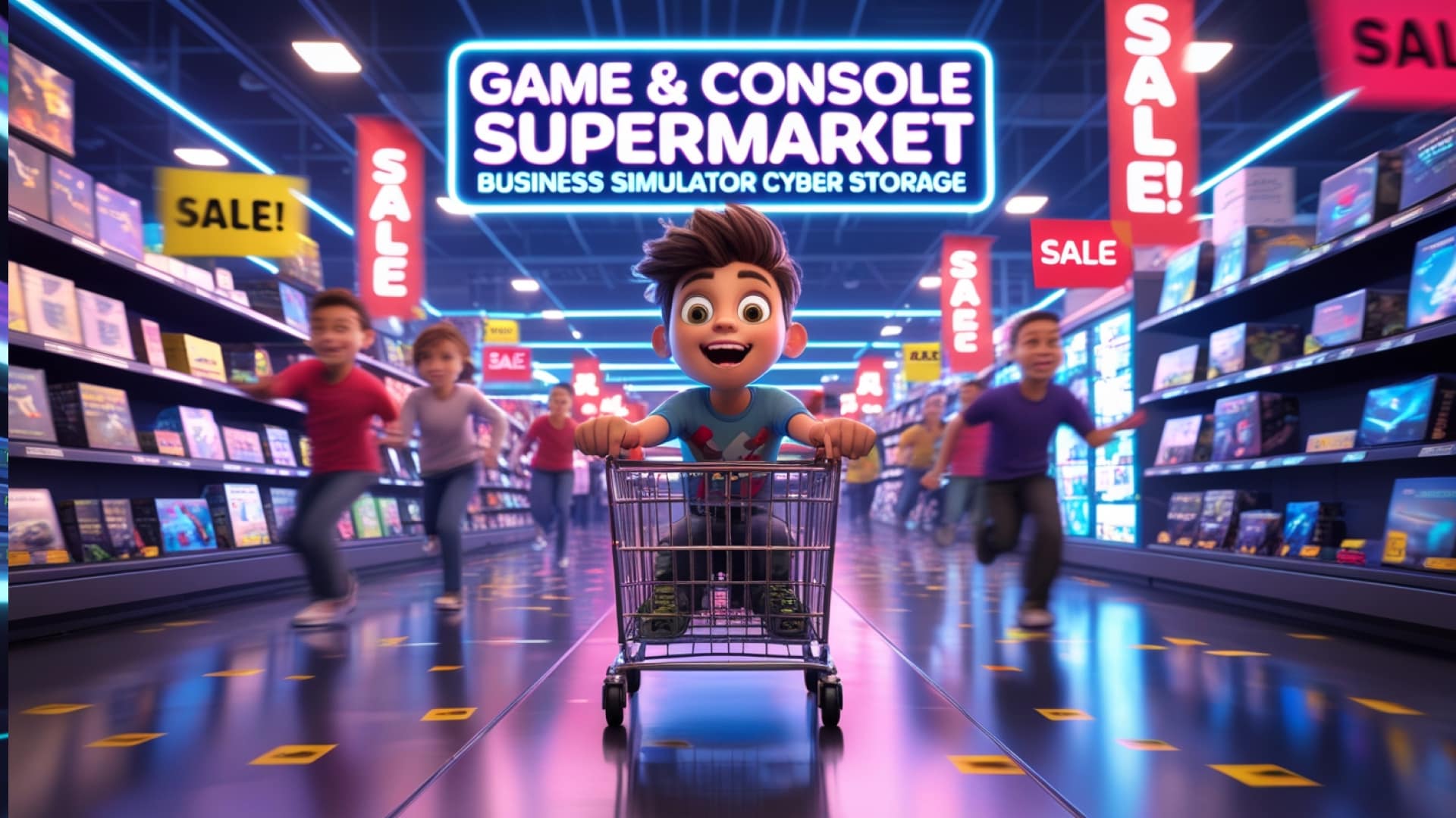 Game console supermarket business simulator cyber storage para
