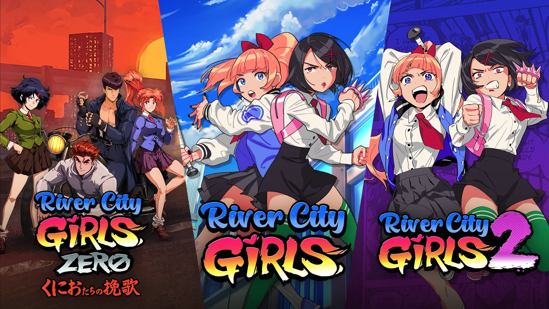 River City Girls 1, 2 e conjunto Zero 1