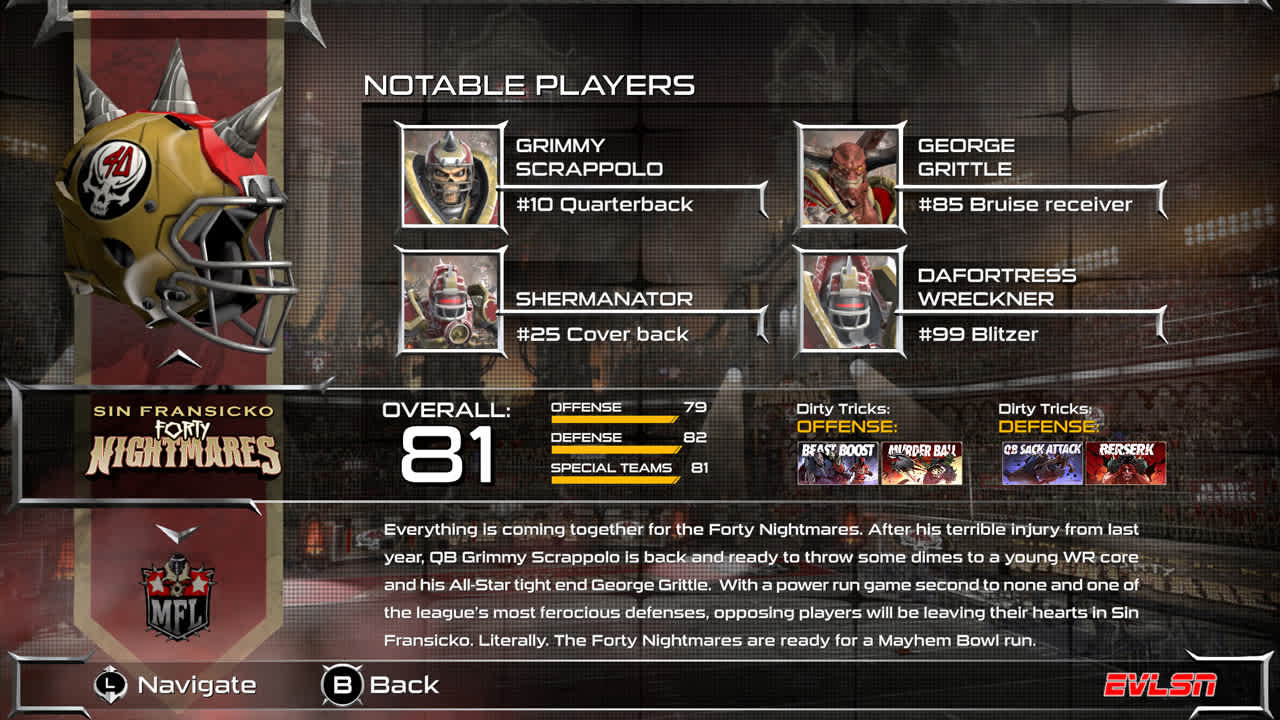 Mutant Football League: Dynasty Edition: Sin Fransicko Forty Nightmares — скриншот 1