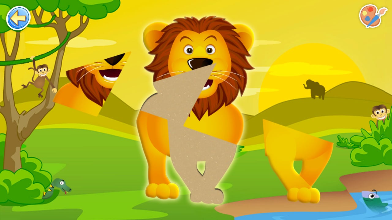 Puzzles & Colors Games for Kids Toddler Coloring Book Draw Paint: Savanna Animals Painting for Kids Coloring Fun Games 3+ 4+ — скриншот 1
