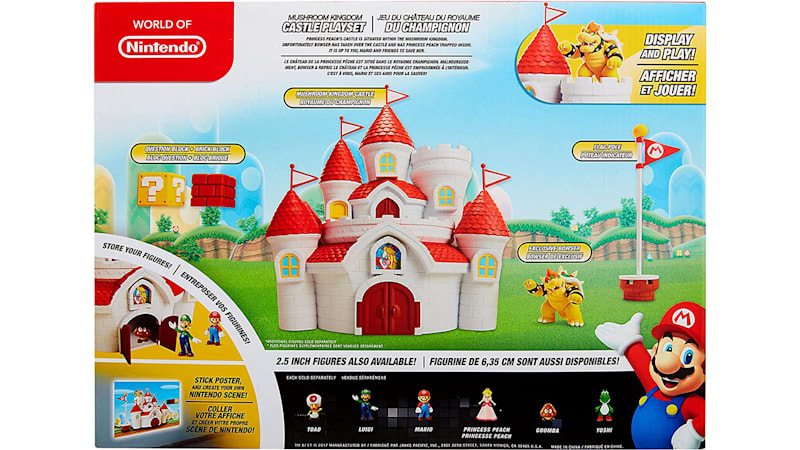 SUPER MARIO 58541 Mushroom Kingdom Castle Playset with Exclusive 2.5”  Bowser Figure - Officially Licensed by Nintendo, Princess Peach Castle, 3.2  x 15