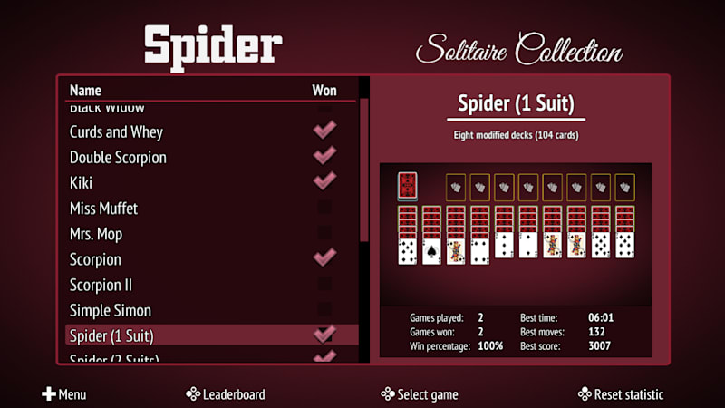 Spider Solitaire  Aplicações de download da Nintendo Switch