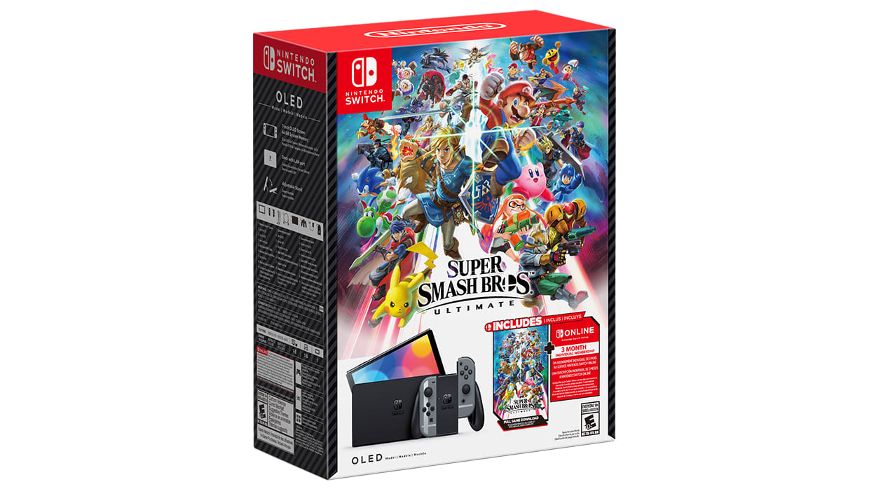 Nintendo Switch™ - OLED Model: Super Smash Bros.™ Ultimate Bundle (Full Game Download + 3 Mo. Nintendo Switch Online Membership Included) 1