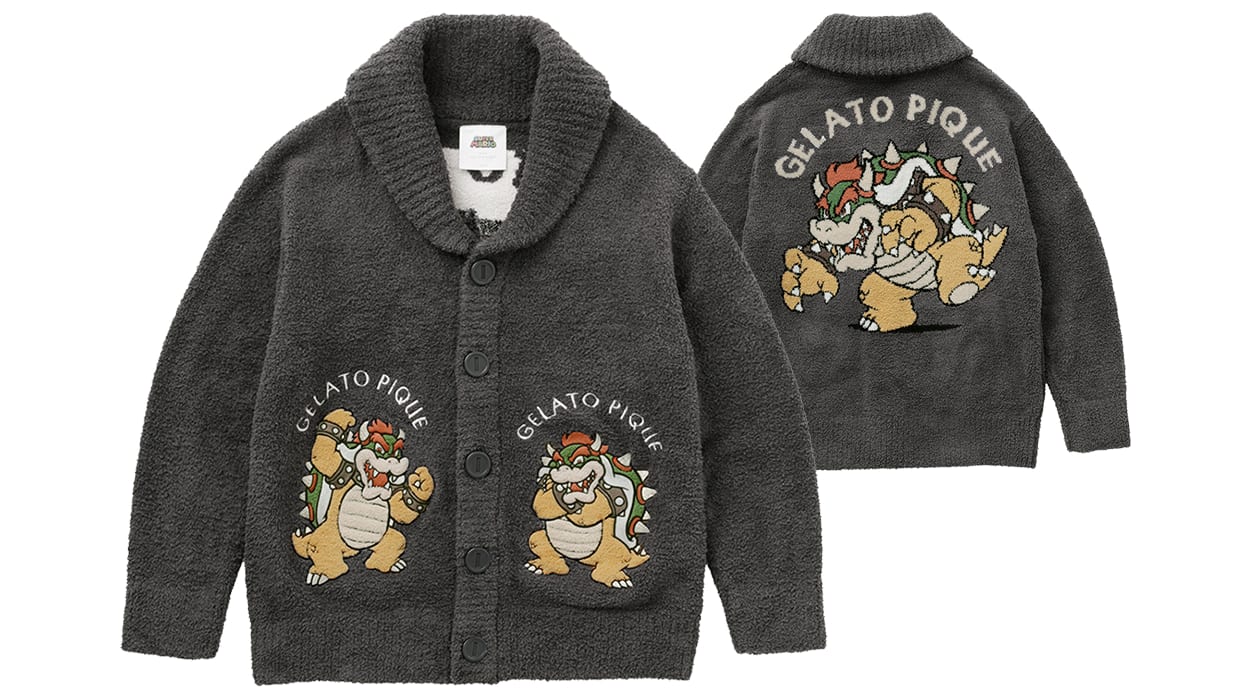 2024【SUPER MARIO™️】【UNISEX】Baby Moco Jacquard Shawl Cardigan - Dark Gray 1