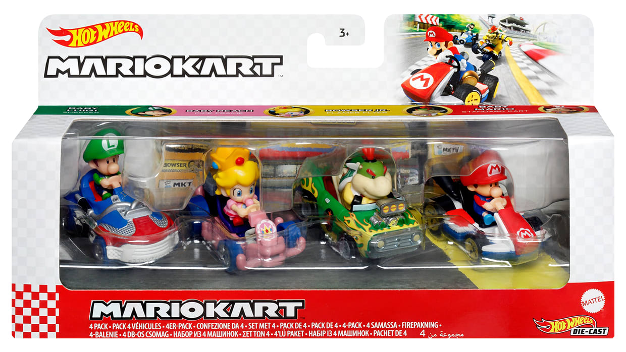 Hot Wheels Mario Kart 4 Pack (Assorted; Styles Vary) by Mattel