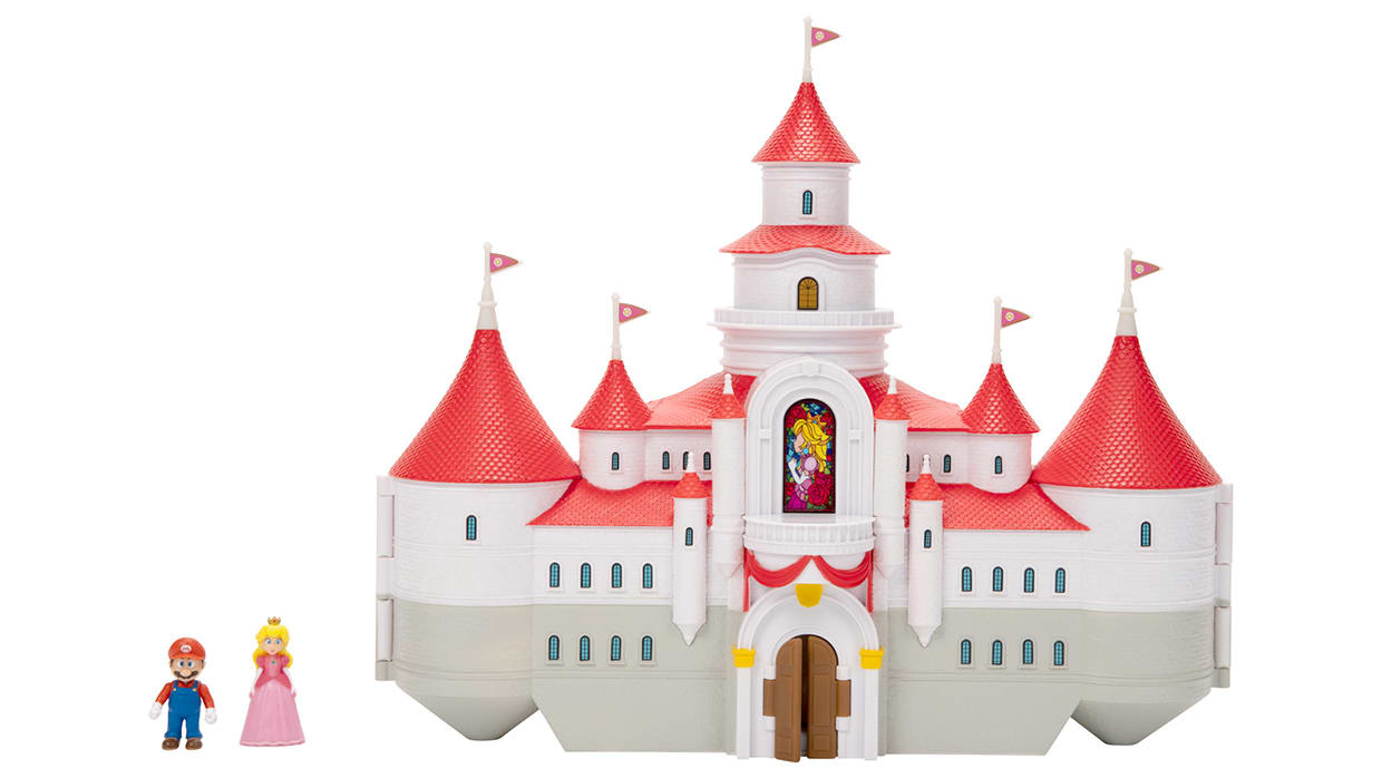 The Super Mario Bros. Movie – Mushroom Kingdom Castle Playset with Mini 1.25” Mario and Princess Peach Figures 1