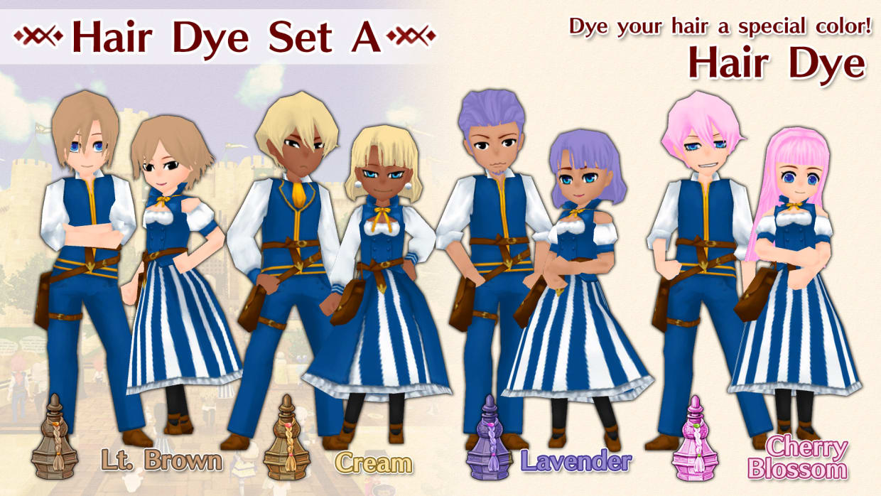 Hair Dye Set A ( Lt. Brown, Lavender, Cream, Cherry Blossom ) 1