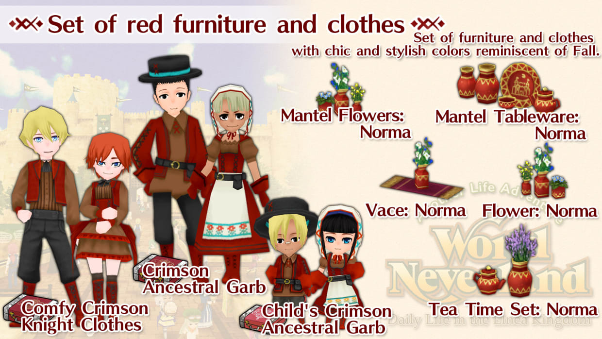Set of red furniture and clothes 1